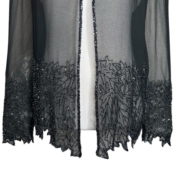 Vintage Beaded Fairy Top L Black Sheer Open Whimsigoth Evening Top Jkara - Picture 8 of 14